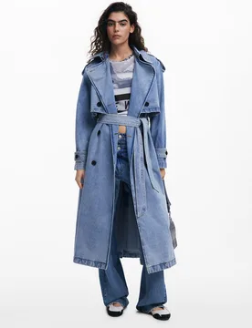 Gabardina de mujer denim cinturón - Desigual - FashionsVida