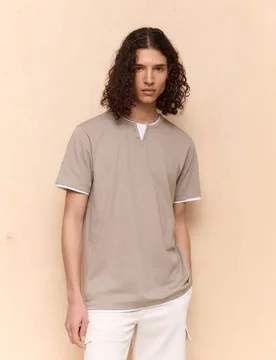 Camiseta doble prenda de manga corta de hombre - Easy Wear - FashionsVida