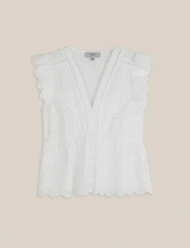 Blusa de mujer 100% de algodón con detalles calados - Trucco - FashionsVida