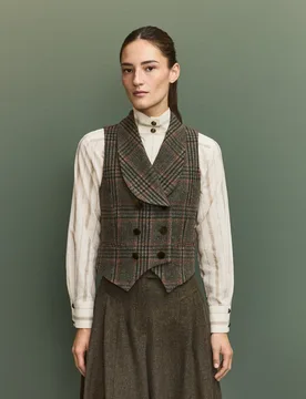 Chaleco cruzado cuadros de mujer - Verhunt - FashionsVida