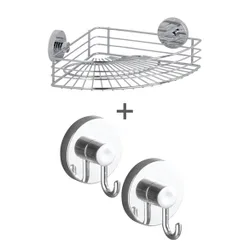 Eckablage Bari mit Haken 3-tlg. Vacuum-Loc Schwarz