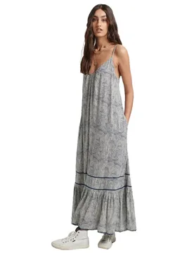 Robe Sans Manches Vintage Long Beach Cami Maze Print Navy L - Superdry - FashionsVida
