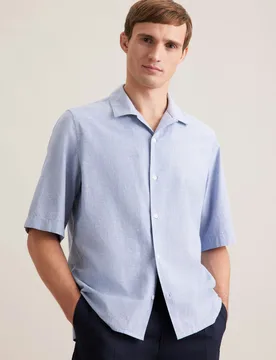 Regular Resort Hemd Uni Blau L - Seidensticker - FashionsVida