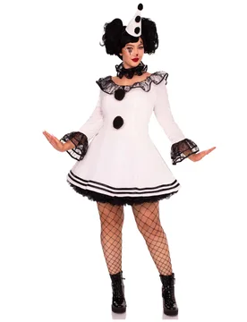 Weißes verführerisches Pierrot Kostüm für Damen in Plus Size - female - LEG-AVENUE - FashionsVida
