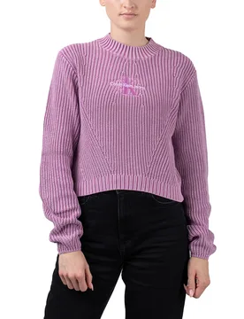 Washed Monologo Sweater Iris Orchid XS Damen - Calvin Klein - FashionsVida