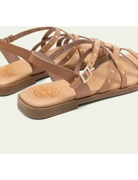 Sandalias de dedo de tiras de mujer de piel con hebilla - Porronet - FashionsVida