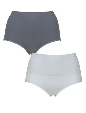 Women's 2 Pack Seamless Smoothies Full Brief Steel / Cool Blue UK 8-10 - Blue - Size: UK 8-10 - Ambra - FashionsVida