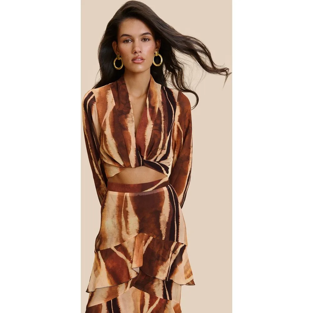 Blusa de mujer estampada con escote cruzado - MIPHAI - FashionsVida