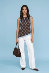 Women's Lace Spot Top in Brown Size: 8 - Brown - Size: 8