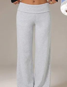 Pantalones casuales negros de cintura alta, pierna ancha y holgados Petite M - Shein - FashionsVida