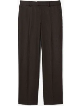 Pantalón de hombre de espiguilla de lana de corte recto en marrón - Lacoste - FashionsVida