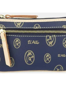 Monedero doble con llavero interior fabricado en piel vacuno y lona canvas - El Potro - FashionsVida