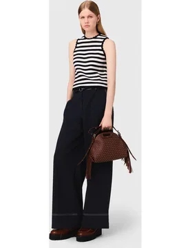 Pantalón de mujer algodón con cinturón cuero - Maje - FashionsVida