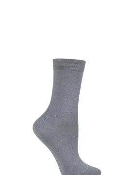 Pair Shetland Soft Merino Wool Socks Ladies 4-5 Ladies - - Grey - Size: Small - Falke - FashionsVida