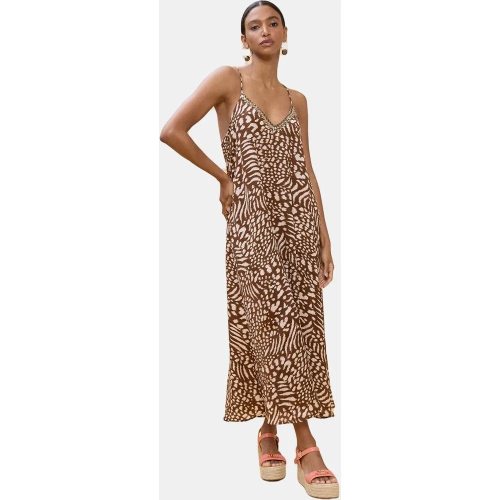 Vestido largo de tirantes con estampado de manchas - Lola Casademunt - FashionsVida
