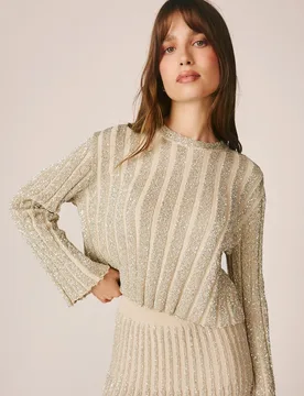 Top de mujer canalé con lentejuelas - Alma en Pena - FashionsVida