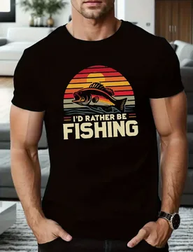 I'd Rather Be Fishing pattern design-100% cotton summer O-neck short sleeve casual printed men's T-shirt - Aliexpress - FashionsVida