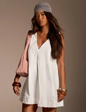 Vestido casual corto sin mangas con cuello en V para mujer M - Shein - FashionsVida