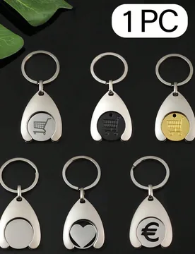 Pieza Monedero para carrito de compras con llavero de carro de compras/moneda metálica y llavero, pequeño regalo para colgante de carrito de compras - Shein - FashionsVida