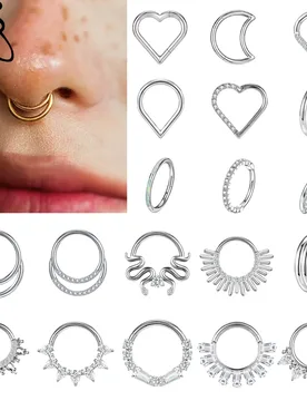 ZS 1 Piece G23 Titanium Steel Hoop Nose Ring 6/8/10MM Septum Piercing Heart Moon Snake Helix Cartilage Piercings Earring Jewelry - Aliexpress - FashionsVida