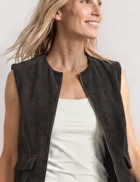 Weste mit Rundhals in Cord-Optik female Braun - Street One - FashionsVida