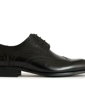 Mens Safi Brogue Shoes - Black Leather - Size Uk 7 - Simon Carter - FashionsVida