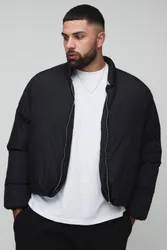 Herren Plus Mono Gepolsterte Oversized Bomberjacke Black Größe 2XL
