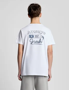 Kids' Back Print Graphic T-Shirt in White - Lyle & Scott - FashionsVida