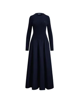 Polo Robe midi bi-matière en laine et cachemire - Ralph Lauren - FashionsVida