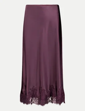Satinrock mit Spitzenkante Violett 38 - Cartoon - FashionsVida