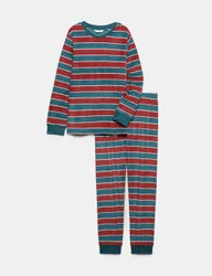Fleece Striped Pyjama Set Red Mix male