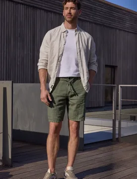 Street One Chinoshorts aus Leinen male Grün - Street One MEN - FashionsVida