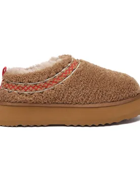 Women's Sheepskin Lewin Plush Ankle Platform Slippers with EVA Sole in Brown Size: 3 - Brown - Size: 3 - EverAu Australia - FashionsVida