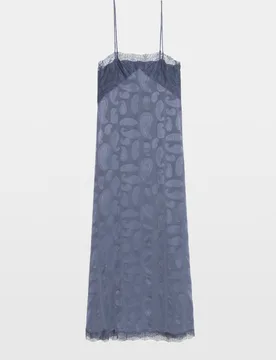 Zadig & Voltaire - Vestido midi 100% seda lencero con encaje y tirantes - Zadig & Voltaire - FashionsVida