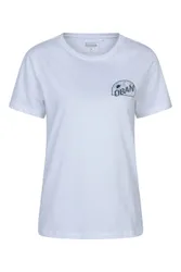 Women's 'Oban' Lightweight 100% Cotton Casual Top Short Sleeve Graphic T-Shirt in White Size: 14 - White - Size: 14