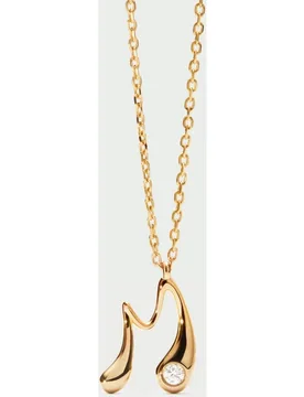 Colgante Inicial M de plata dorada y circonita - PDPAOLA - FashionsVida