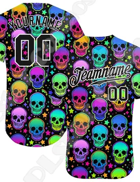 Custom Name Halloween Skull Dragon Graffiti Gradient Retro Tattoo 3DPrint Summer Casual Harajuku Funny Baseball Shirts Jersey 19 - Aliexpress - FashionsVida