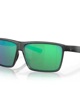 Rincon Mirrored Polarized Sunglasses Matte Smoke Crystal Green Mirror 580G/CAT2 Women - Costa - FashionsVida