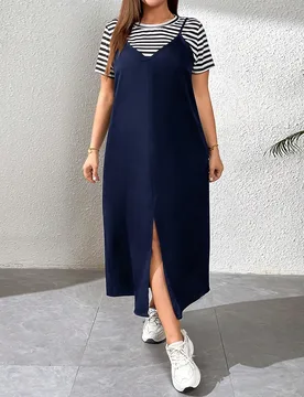 Traje informal para mujer talla grande, vestido de dos piezas, traje de verano de mujer de dos piezas, conjunto de concierto, conjunto para salir, con - Shein - FashionsVida