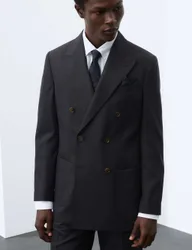 Tailored Fit Wool Blend Suit Jacket Navy male