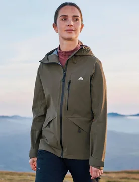 Women's 'Tiber' 3 Layer Extreme Waterproof Breathable Taped Seam Hiking Jacket in Khaki Size: 10 - Khaki - Size: 10 - Mountain Warehouse - FashionsVida