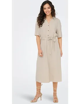 Vestido camisero de lino midi - JDY - FashionsVida