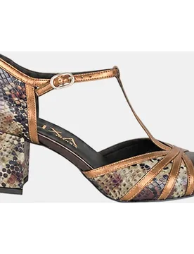 Sandalia de mujer en piel y serpiente - Miuxa - FashionsVida