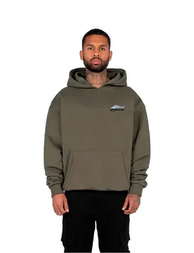 Felpa Con Cappuccio Wave V1 Oversized Olive S - Mj Gonzales - FashionsVida