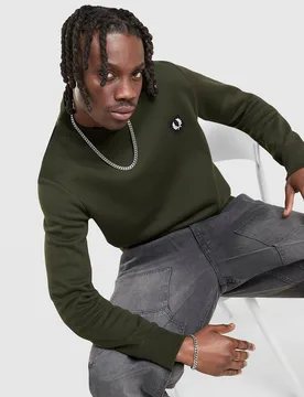 Badge Crew Sweatshirt - Herren, Grün - male - Size: S - Fred perry - FashionsVida