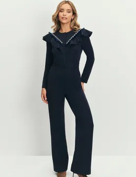 Mono largo con maxi cuello con volantes - MIPHAI - FashionsVida