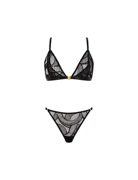 Ensemble soutien-gorge et culotte VELVET SNAKE noir noir - Aubade - FashionsVida