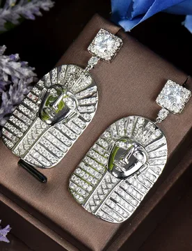 HIBRIDE Hip Hop Egypt White Cubic Zirconia Square Dangling Drop Big Earrings For Women Engagement Wedding Prom Jewelry E-539 - Aliexpress - FashionsVida