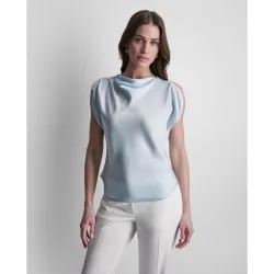 DKNY - Blusa fluida de mujer