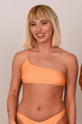 Tangerine Squeeze Womens Cold Shoulder Bikini Top - - Size: L